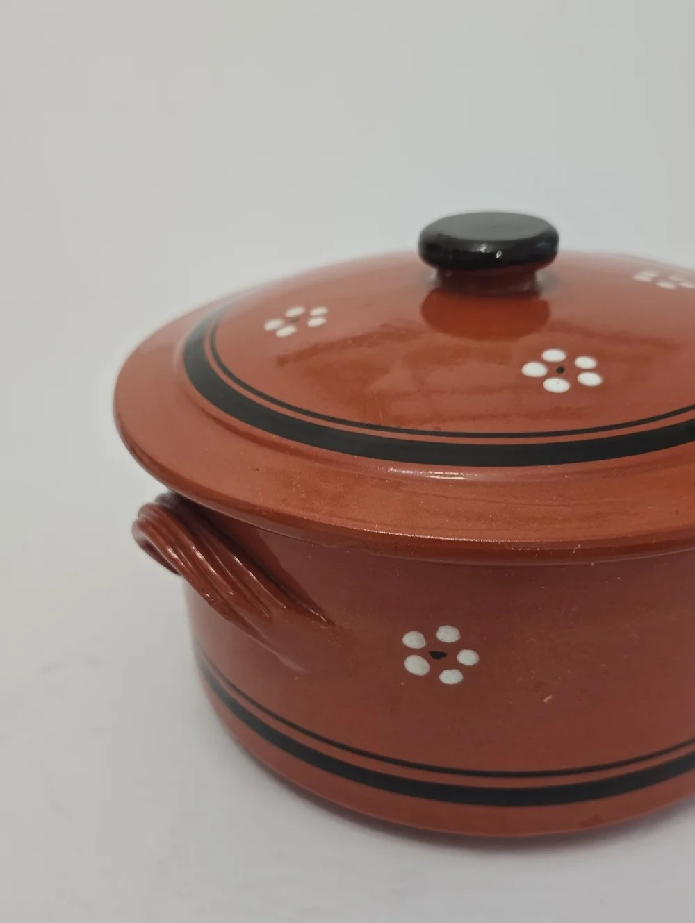 Portuguese Terracotta Clay Casserole Dish Handpainted Panela De Barro